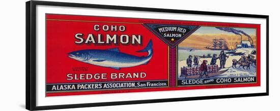 Sledge Salmon Can Label - San Francisco, CA-Lantern Press-Framed Premium Giclee Print