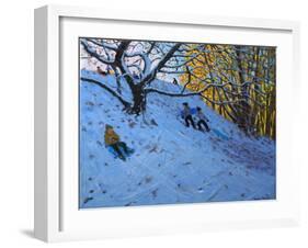 Sledging Allestree Golf Course (3rd Hole) 2014-Andrew Macara-Framed Giclee Print