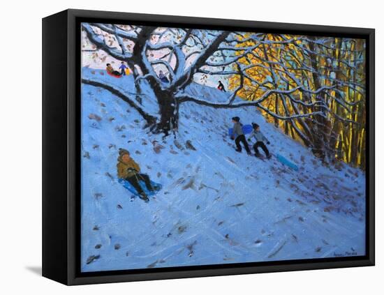 Sledging Allestree Golf Course (3rd Hole) 2014-Andrew Macara-Framed Stretched Canvas