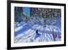 Sledging and Skiing Down the Trail, Morzine-Andrew Macara-Framed Giclee Print