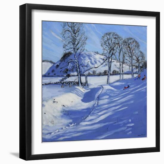 Sledging, Derbyshire Peak District, 2012-Andrew Macara-Framed Giclee Print