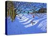 Sledging down the gully,Dam Lane,Ashbourne-Andrew Macara-Stretched Canvas