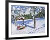 Sledging in the Orchard, Morzine-Andrew Macara-Framed Giclee Print