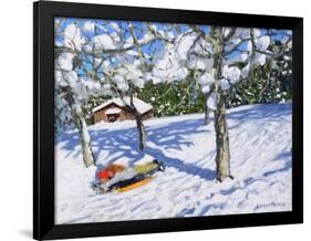 Sledging in the Orchard, Morzine-Andrew Macara-Framed Giclee Print