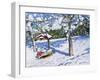 Sledging in the Orchard, Morzine-Andrew Macara-Framed Giclee Print