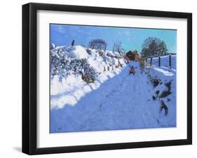 Sledging, near Oakerthorpe Rd, Wirksworth, 2021 (oil on canvas)-Andrew Macara-Framed Giclee Print