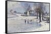 Sledging on a Frozen Pond-Peder Mork Monsted-Framed Stretched Canvas