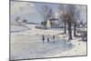 Sledging on a Frozen Pond-Peder Mork Monsted-Mounted Giclee Print