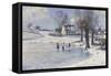 Sledging on a Frozen Pond-Peder Mork Monsted-Framed Stretched Canvas