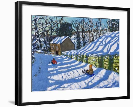 Sledging Upper Hulme Leek  2020 (oil on canvas)-Andrew Macara-Framed Giclee Print