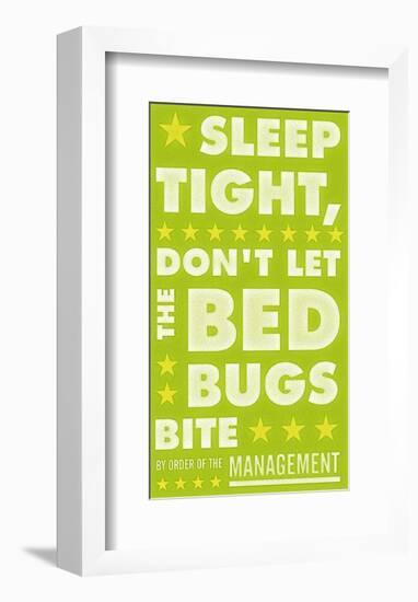 Sleep Tight, Don't Let the Bedbugs Bite (green & white)-John W^ Golden-Framed Art Print