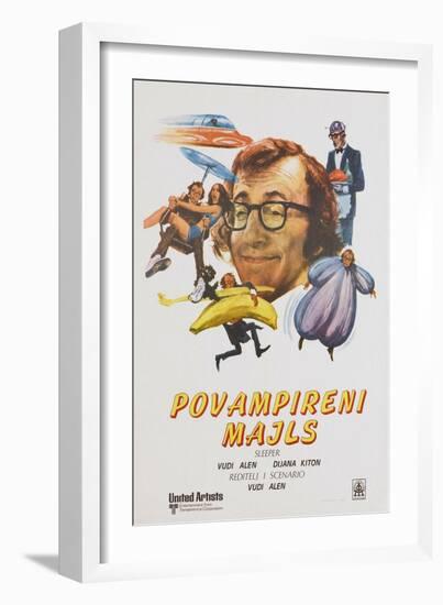 Sleeper, (aka Povampireni Majls), Yugoslavian poster, Woody Allen, 1973-null-Framed Art Print