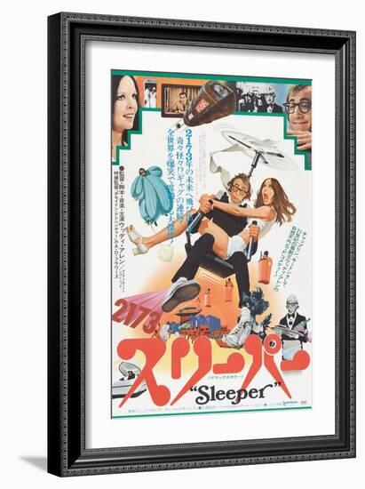 Sleeper, Japanese poster, Diane Keaton, Woody Allen, 1973-null-Framed Art Print