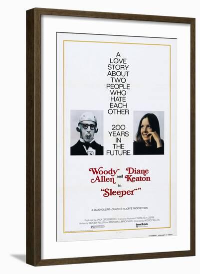 Sleeper, US poster, Woody Allen, Diane Keaton, 1973-null-Framed Art Print