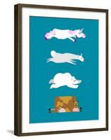 Sleeping Animals Set 3. Unicorn and Polar Bear. Cow and Llama. Wild Animal Sleeps. Sleepy Beast-popaukropa-Framed Art Print