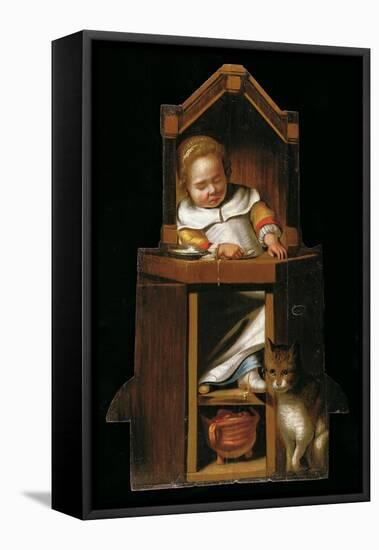 Sleeping Baby in Highchair-Johannes Cornelisz Verspronck-Framed Stretched Canvas