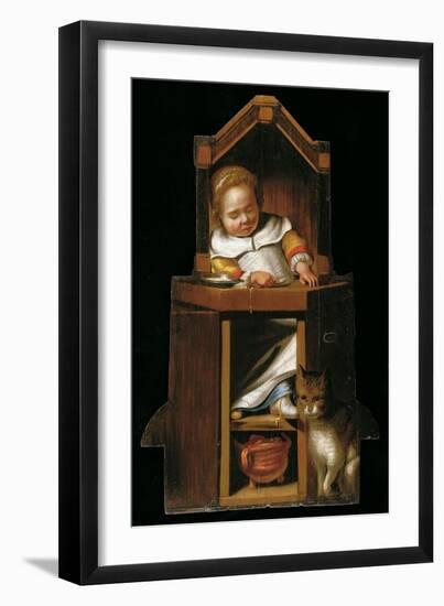 Sleeping Baby in Highchair-Johannes Cornelisz Verspronck-Framed Premium Giclee Print