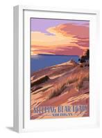 Sleeping Bear Dunes, Michigan - Dunes Sunset and Bear-Lantern Press-Framed Premium Giclee Print