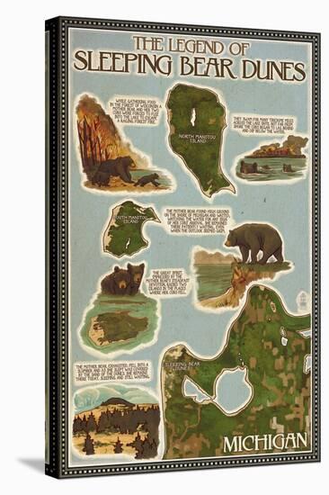 Sleeping Bear Dunes, Michigan - Sleeping Bear Dunes Legend Map-Lantern Press-Stretched Canvas