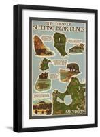 Sleeping Bear Dunes, Michigan - Sleeping Bear Dunes Legend Map-Lantern Press-Framed Art Print