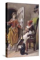Sleeping Beauty: Aged 15, The Princess Meets an Old Woman Spinning-Carl Offterdinger-Stretched Canvas