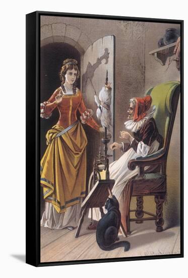 Sleeping Beauty: Aged 15, The Princess Meets an Old Woman Spinning-Carl Offterdinger-Framed Stretched Canvas