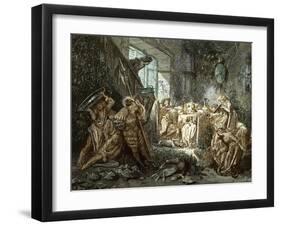 Sleeping Beauty: Prince in the banqueting hall-Gustave Dore-Framed Giclee Print