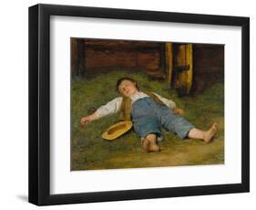 Sleeping Boy in the Hay, 1891-97-Albert Anker-Framed Giclee Print