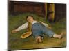 Sleeping Boy in the Hay, 1891-97-Albert Anker-Mounted Giclee Print