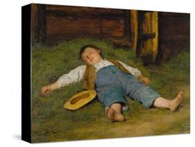 Sleeping Boy in the Hay, 1891-97-Albert Anker-Stretched Canvas