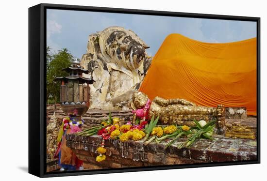 Sleeping Buddha, Wat Lokaya Sutha, Ayutthaya Historical Park, Ayutthaya, Thailand-null-Framed Stretched Canvas