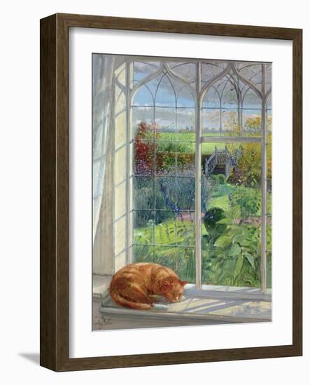 Sleeping Cat and Chinese Bridge-Timothy Easton-Framed Giclee Print