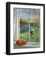 Sleeping Cat and Chinese Bridge-Timothy Easton-Framed Giclee Print