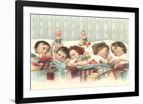 Sleeping Children with Dolls-null-Framed Premium Giclee Print