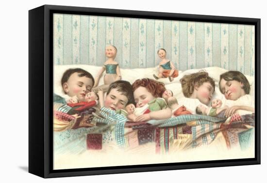 Sleeping Children with Dolls-null-Framed Stretched Canvas