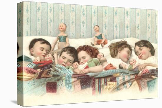 Sleeping Children with Dolls-null-Stretched Canvas