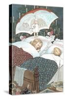Sleeping Children with Umbrella-null-Stretched Canvas