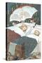 Sleeping Children with Umbrella-null-Stretched Canvas