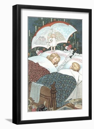 Sleeping Children with Umbrella-null-Framed Art Print