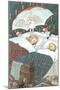 Sleeping Children with Umbrella-null-Mounted Art Print