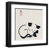 Sleeping Chinese Cat-null-Framed Art Print