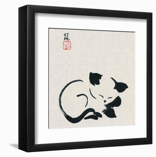 Sleeping Chinese Cat-null-Framed Art Print