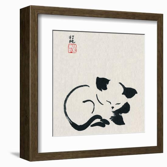 Sleeping Chinese Cat-null-Framed Art Print