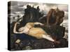 Sleeping Diana Watched by Two Fauns, 1877-Arnold Böcklin-Stretched Canvas