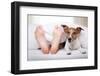 Sleeping Dog and Owner-Javier Brosch-Framed Photographic Print