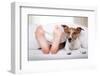 Sleeping Dog and Owner-Javier Brosch-Framed Photographic Print