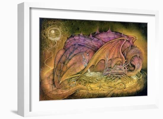 Sleeping Dragon on Gold Hoard-Wayne Anderson-Framed Giclee Print