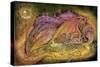 Sleeping Dragon on Gold Hoard-Wayne Anderson-Stretched Canvas