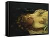 Sleeping Female with Red Hair-Gustave Courbet-Framed Stretched Canvas