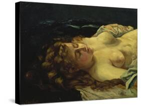 Sleeping Female with Red Hair-Gustave Courbet-Stretched Canvas